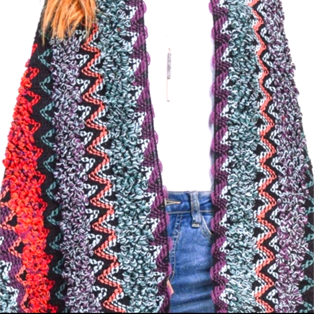 🌟TPO CHEVRON MULTI COLOR WOVEN OPEN LONG CARDIGAN ONE SZ FITS ALL NWT🌟 - Picture 4 of 9